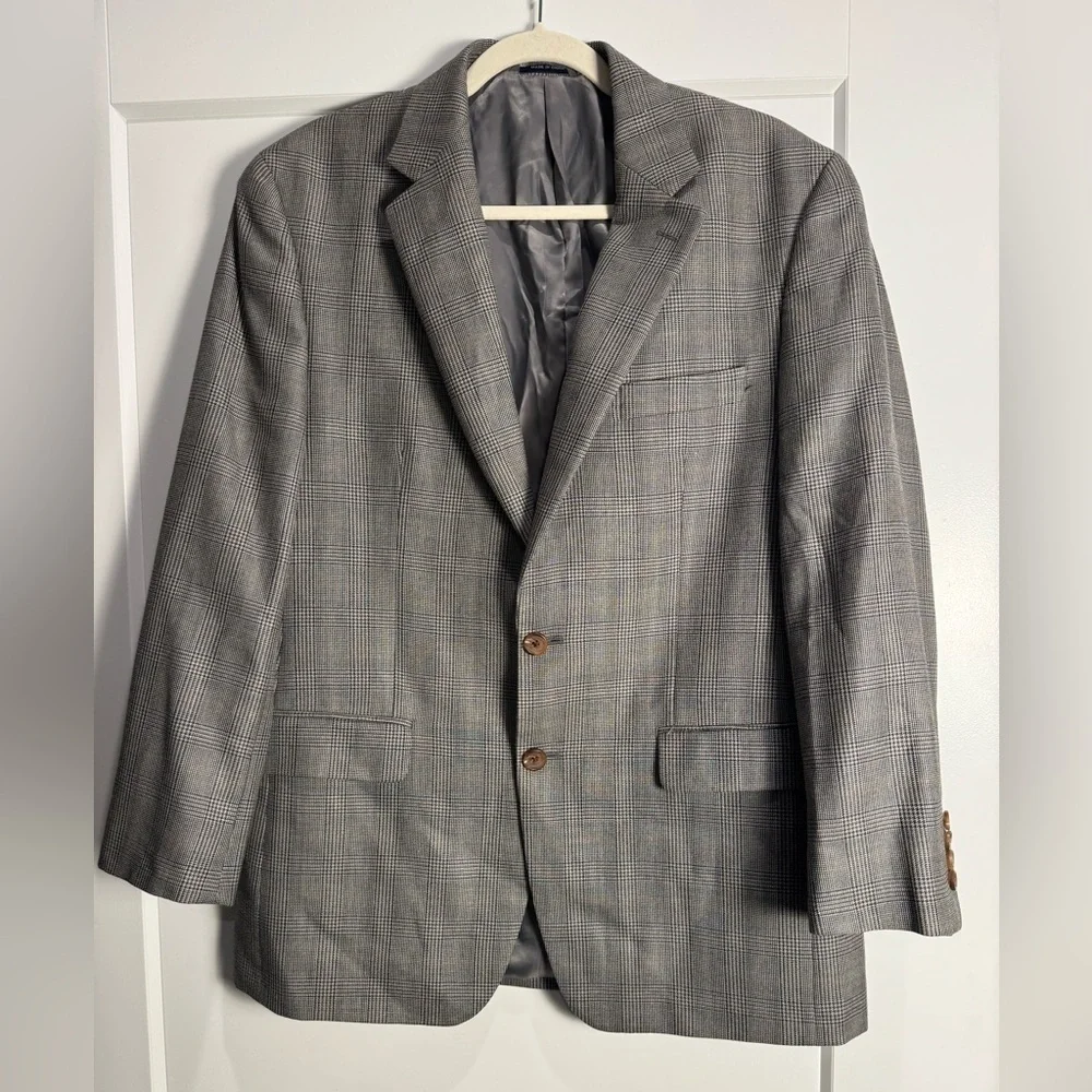 Ralph Ralph Lauren Mens Silk Wool Windowpane Sportcoat Blazer Jacket 40R